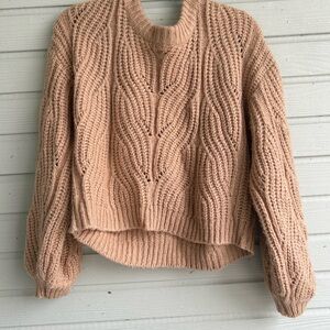 Cozy Tan Cable Knit Sweater